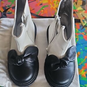 🌟Monnalisa🌟Gorgeous &  Stylish Black and White Toddler Leather Shoes